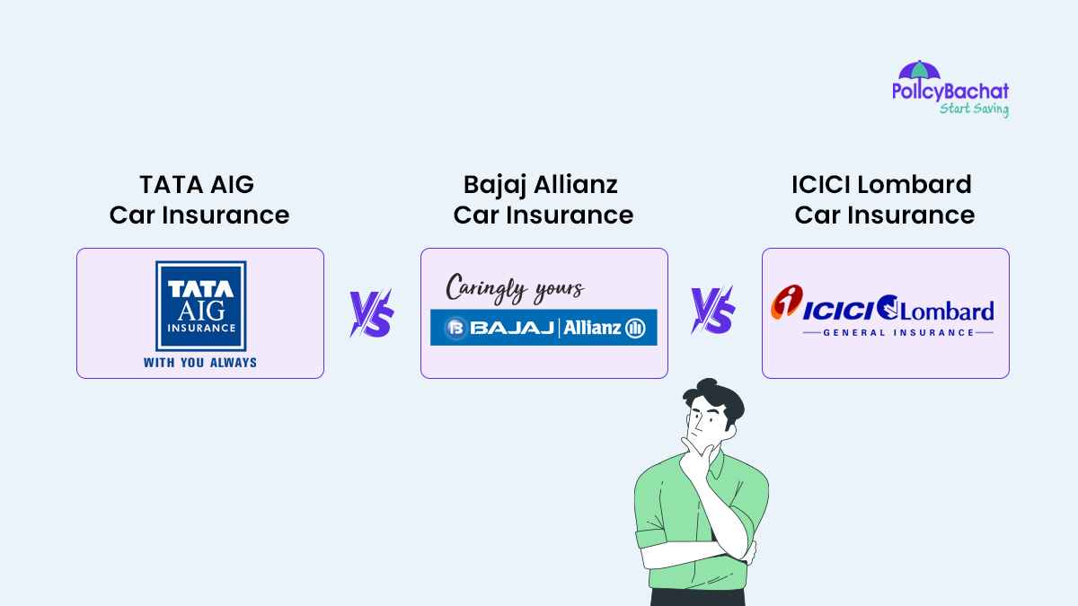 Image of TATA AIG vs Bajaj Allianz vs ICICI Lombard Car Insurance Prices 2024